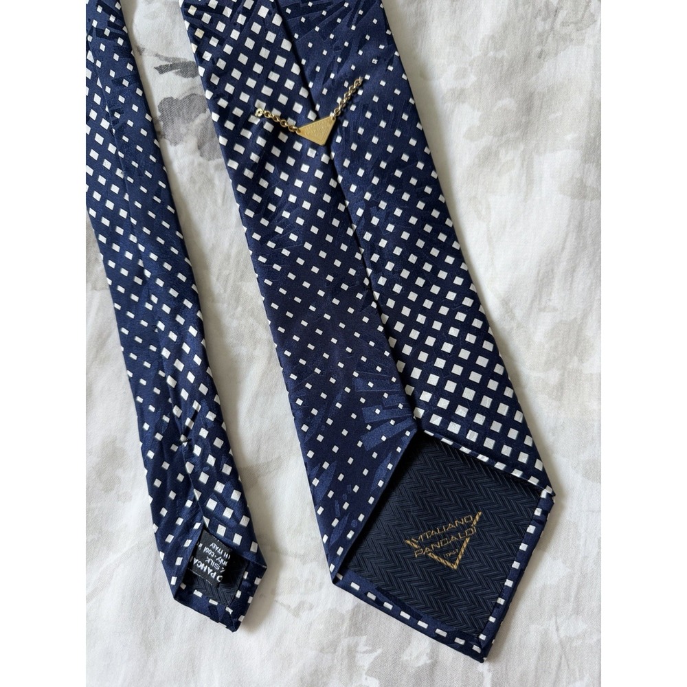 Vitaliano Pancaldi Blue Gradient Geometric Hidden 100% Silk Tie Made In Italy